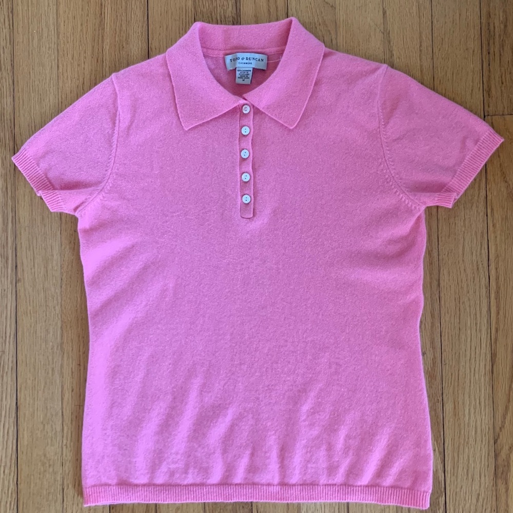 SOLD 7/4/21 Pink Cashmere Polo Sweater